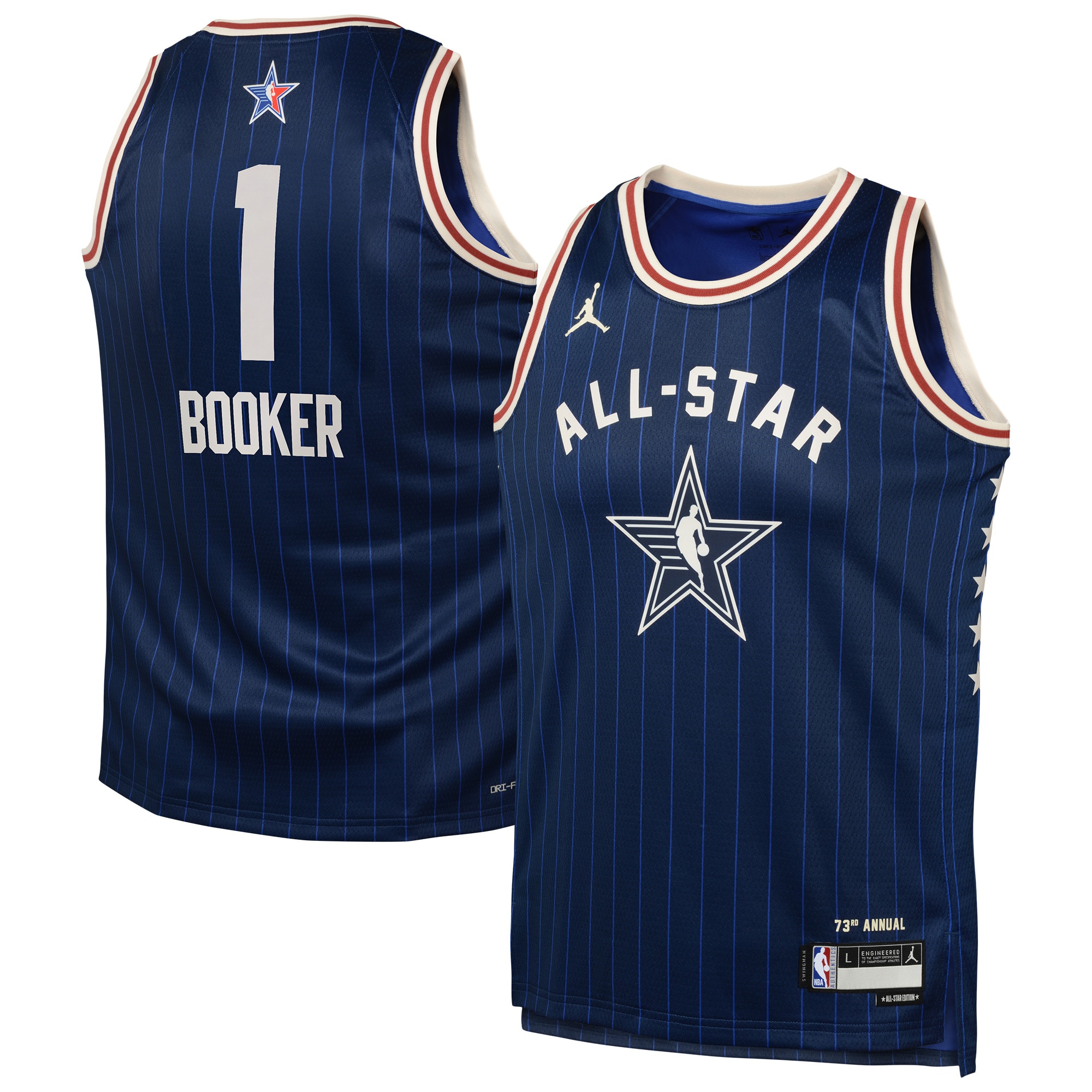 [NJP] Women's Devin Booker #1 2024 NBA All-Star Game Swingman Jersey - Navy