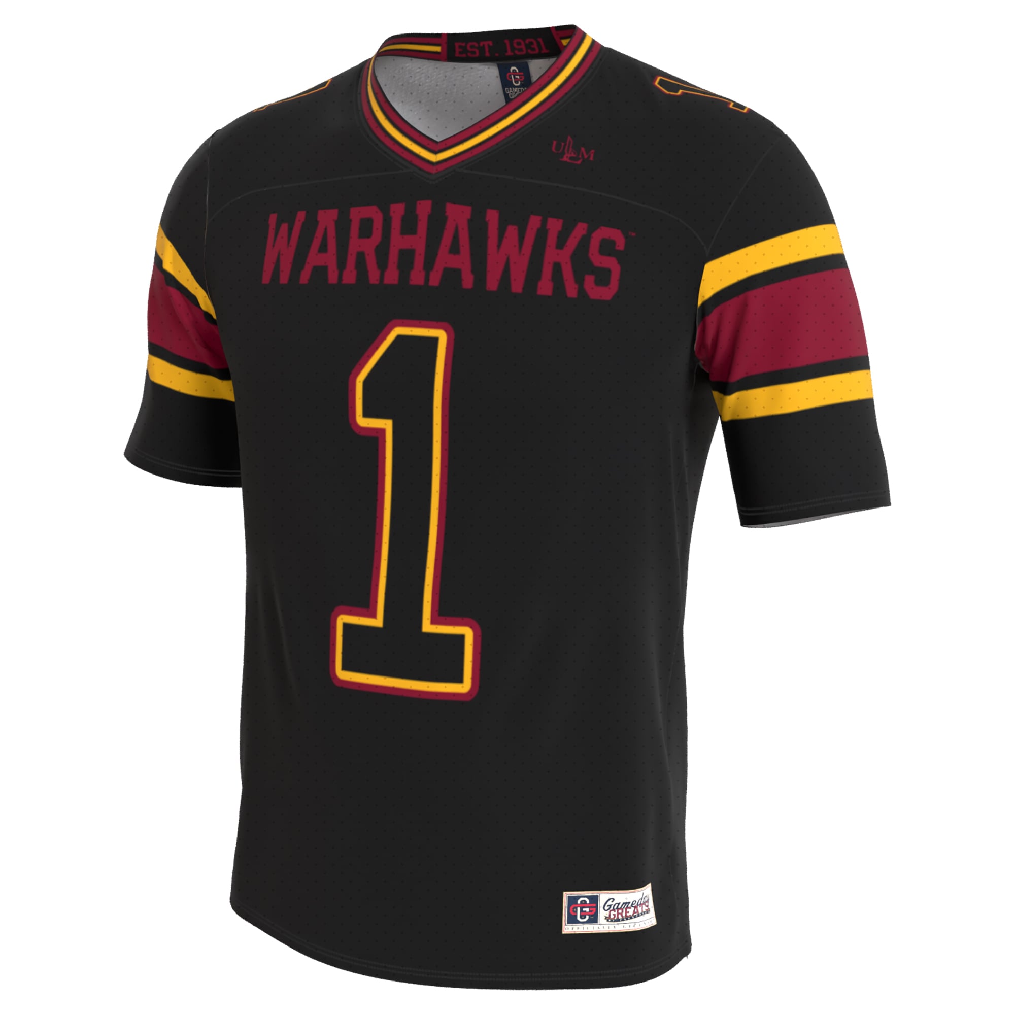 Unisex Black ULM Warhawks Lightweight Collegiate Football Blackout Fashion Jersey