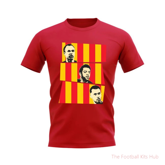 Iniesta Xavi Busquets Spain Trio T-Shirt (Red)