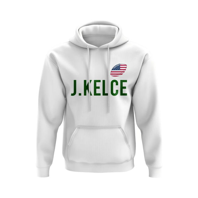 Top-Tier Jason Kelce Usa Name Hoody (White) Limited-Edition
