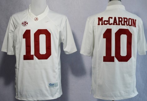 Men's Alabama Bama White 2014 away jersey None #10 premium Jersey
