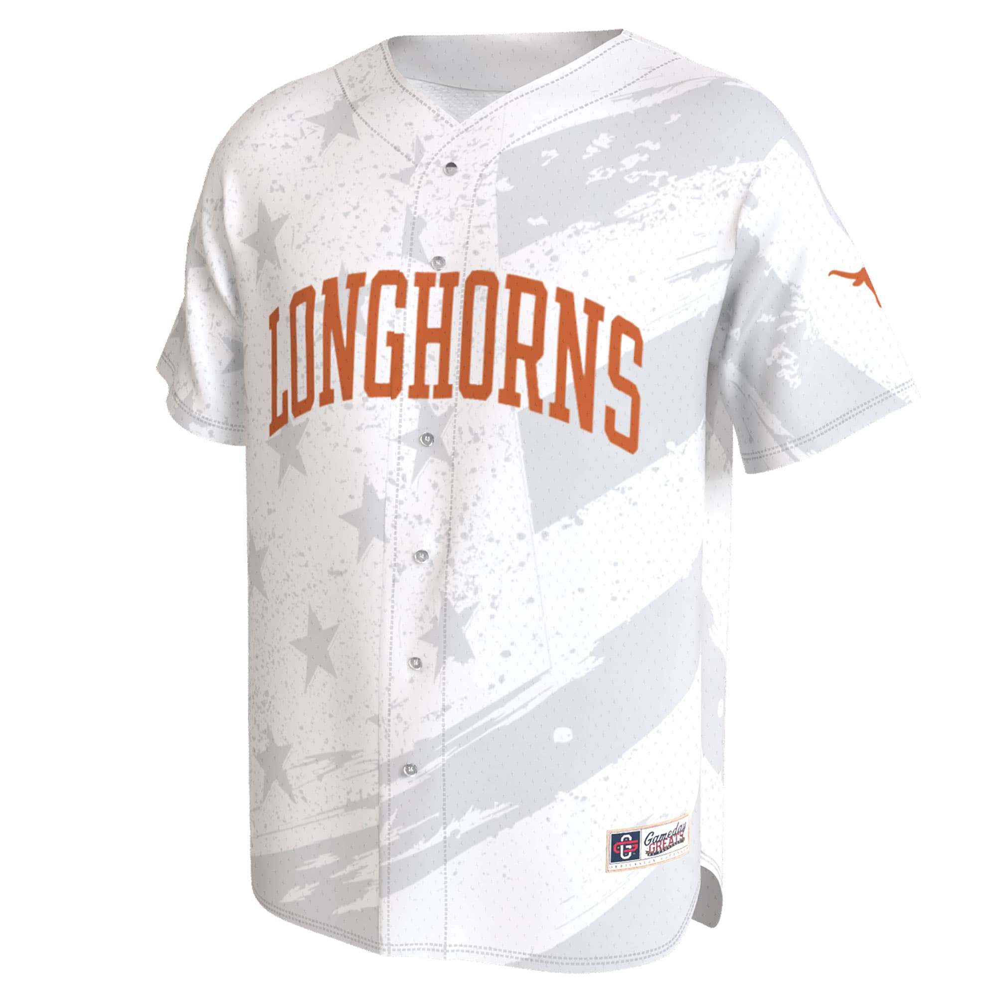 [NJP] Texas Longhorns GameDay Greats Youth Lightweight Collegiate Baseball Americana Fashion Jersey - White