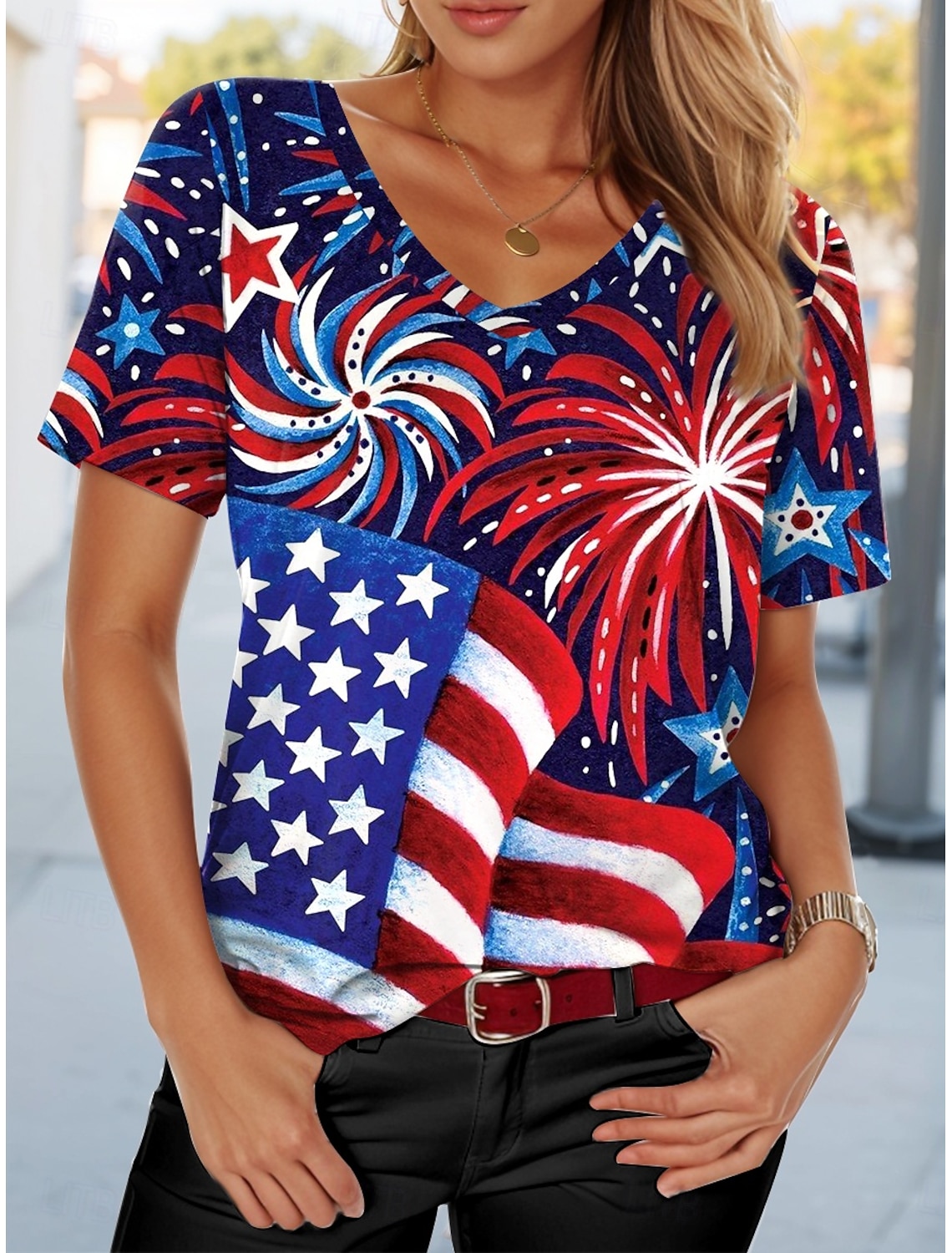 Independence Day Patriotic Women's Camisole Tank Top Flag Sleeveless Sleeveless V Neck Daily Red Summer