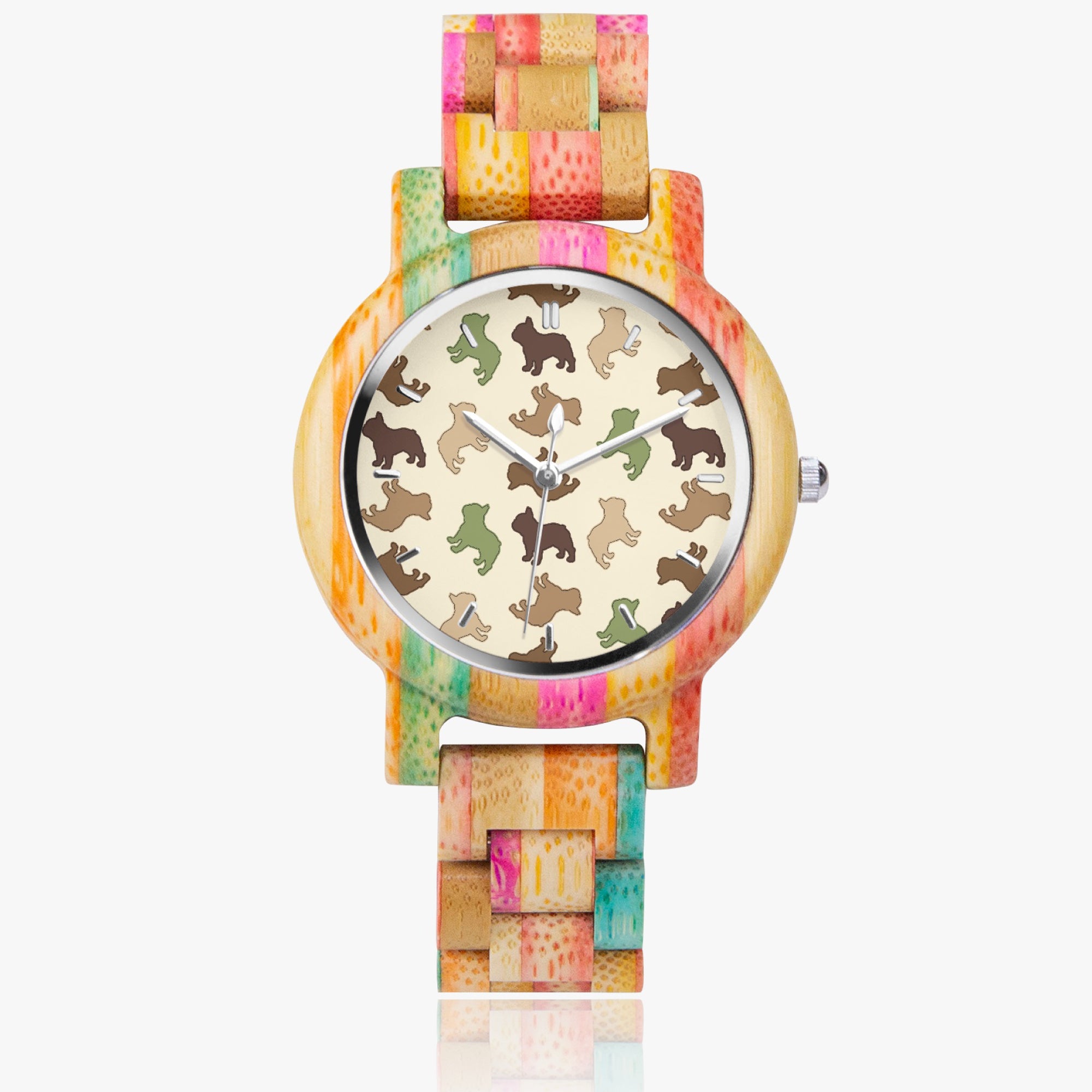 French Bulldog Oakley Stylish Wooden Watch For Frenchie Lovers Durable Dog Item