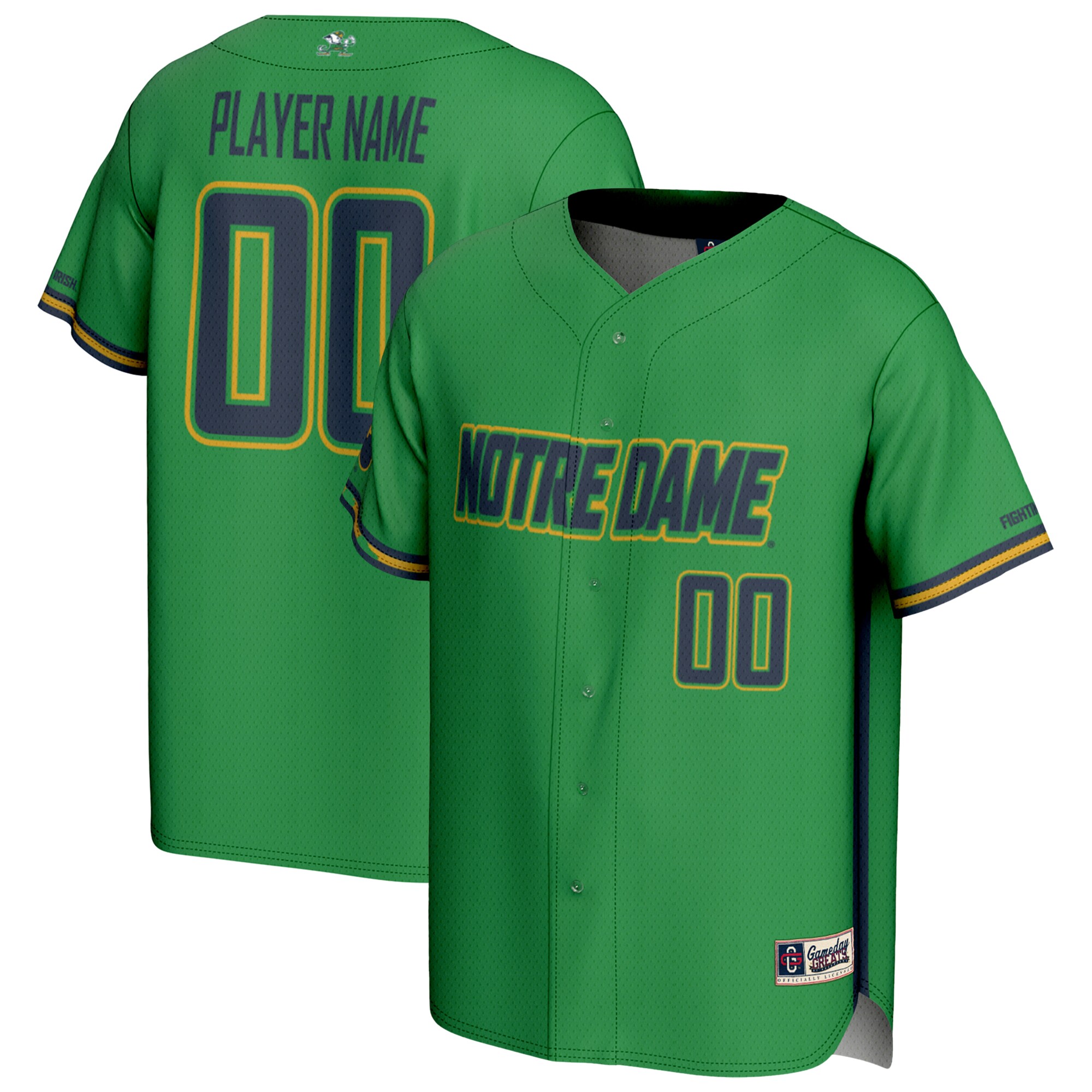 [NJP] Notre Dame Fighting Irish GameDay Greats Youth NIL Pick-A-Player Baseball Lightweight Jersey - Green