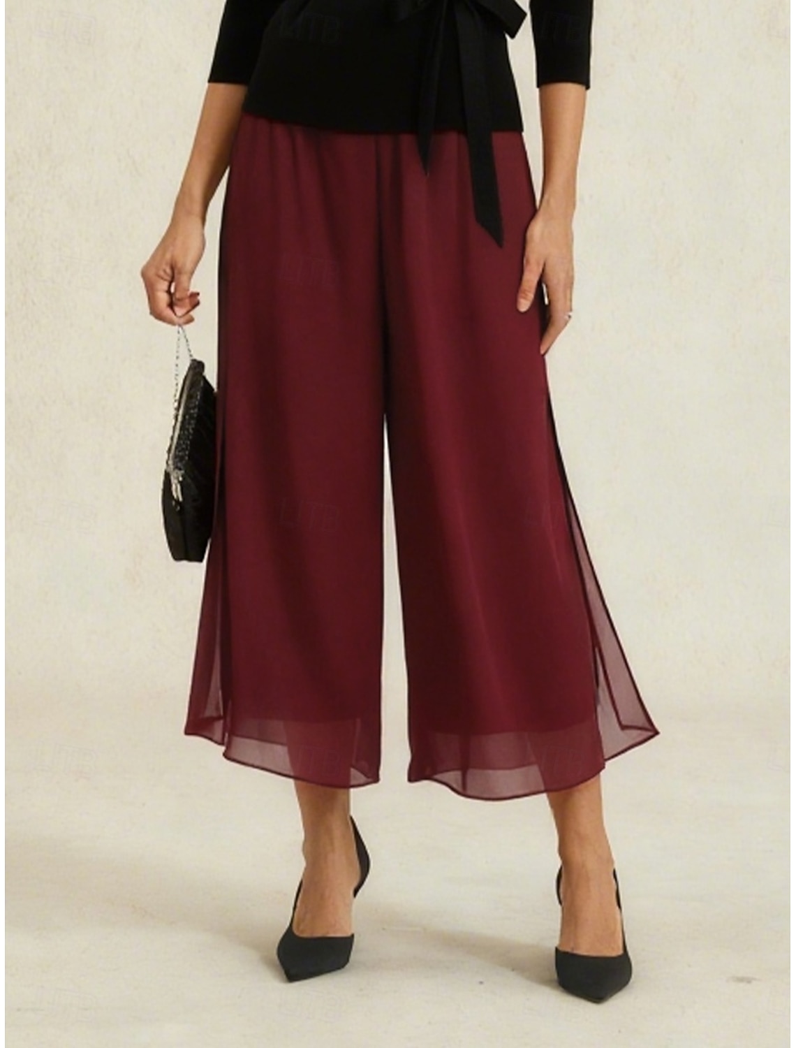 Women's Wide Leg Straight Elegant Ankle-Length Mid Waist Elastic Waistband Stretchy Casual Daily Wedding White Summer Spring Fall