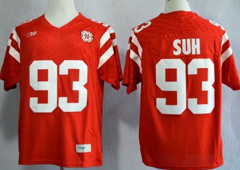 embroidered Men's None Ndamukong Suh #93 Red 2013 Football Jersey