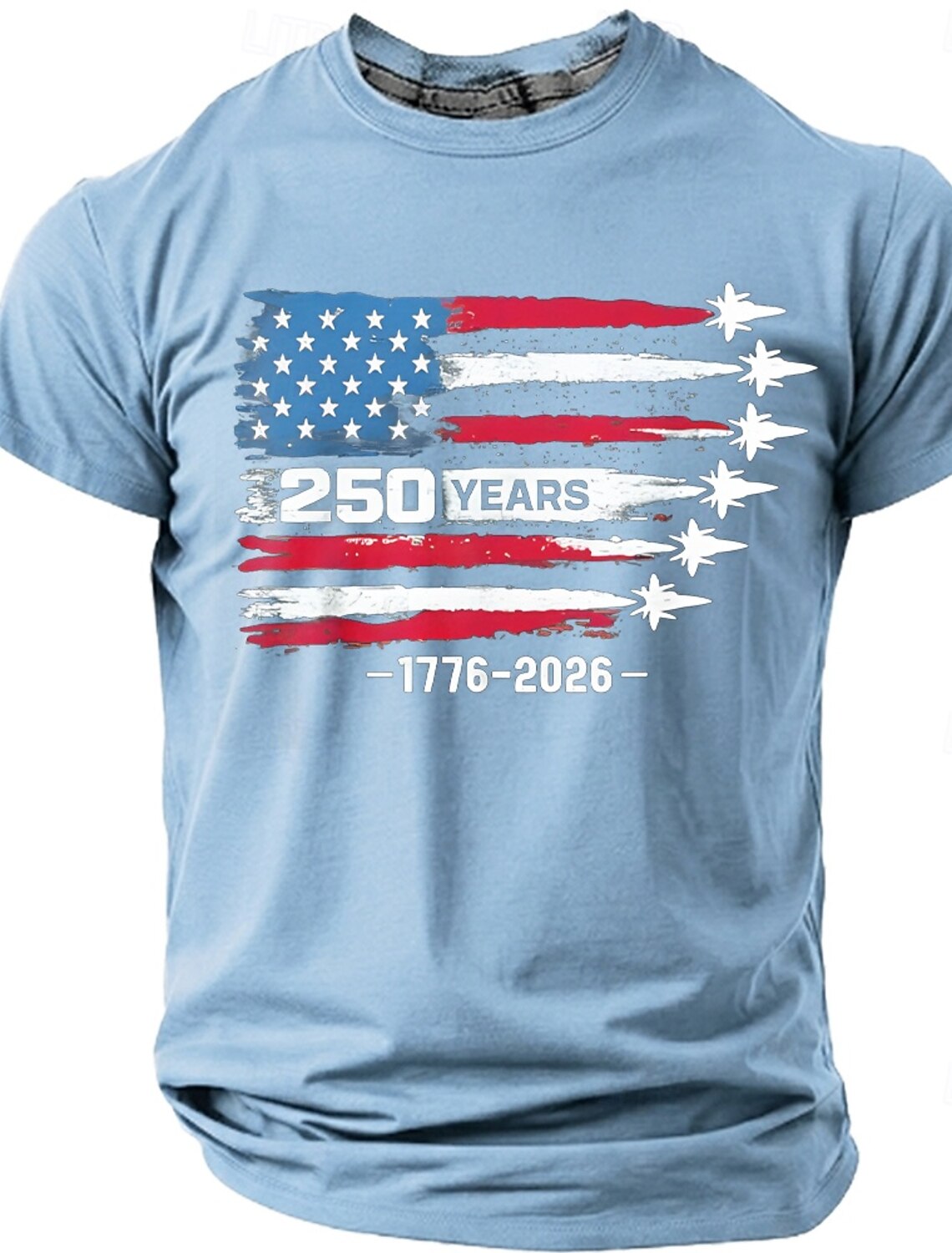 4th of July 2026 250th Men's 250 Years 1776 2026 Fighter Jets American Flag Patriotic 250th Anniversary Military Air Force Graphic T Shirt Casual Navy Blue Designer Apparel S M L XL XXL XXXL