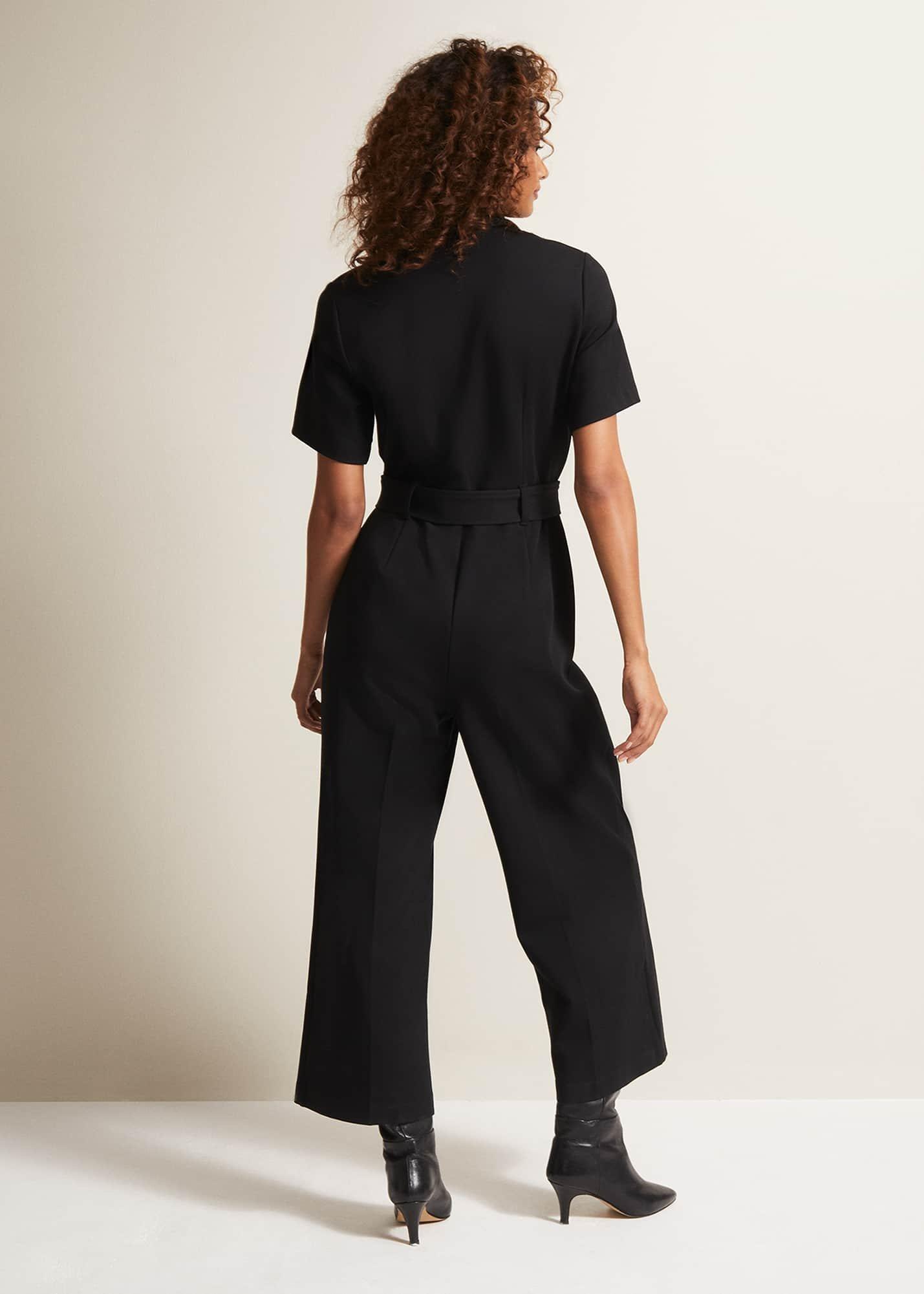 Polly Black Zip Jumpsuit
