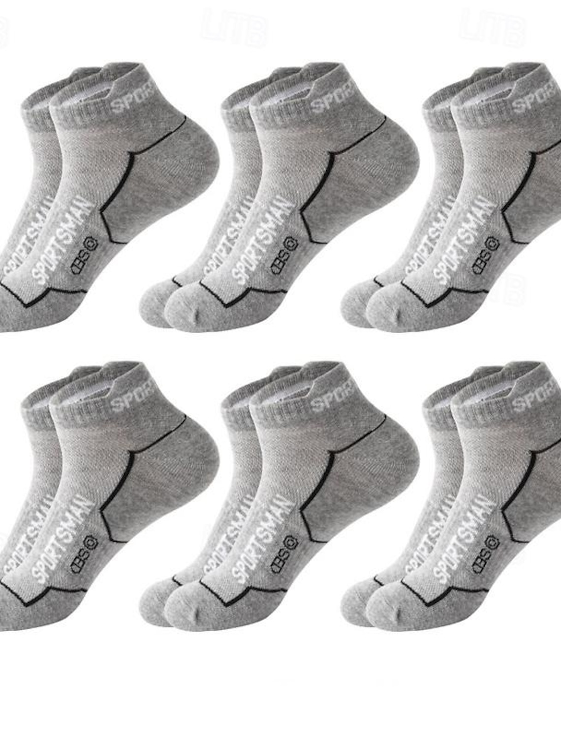 Men's 6 Pack Multi Packs Socks Ankle Low Cut Running Casual Black