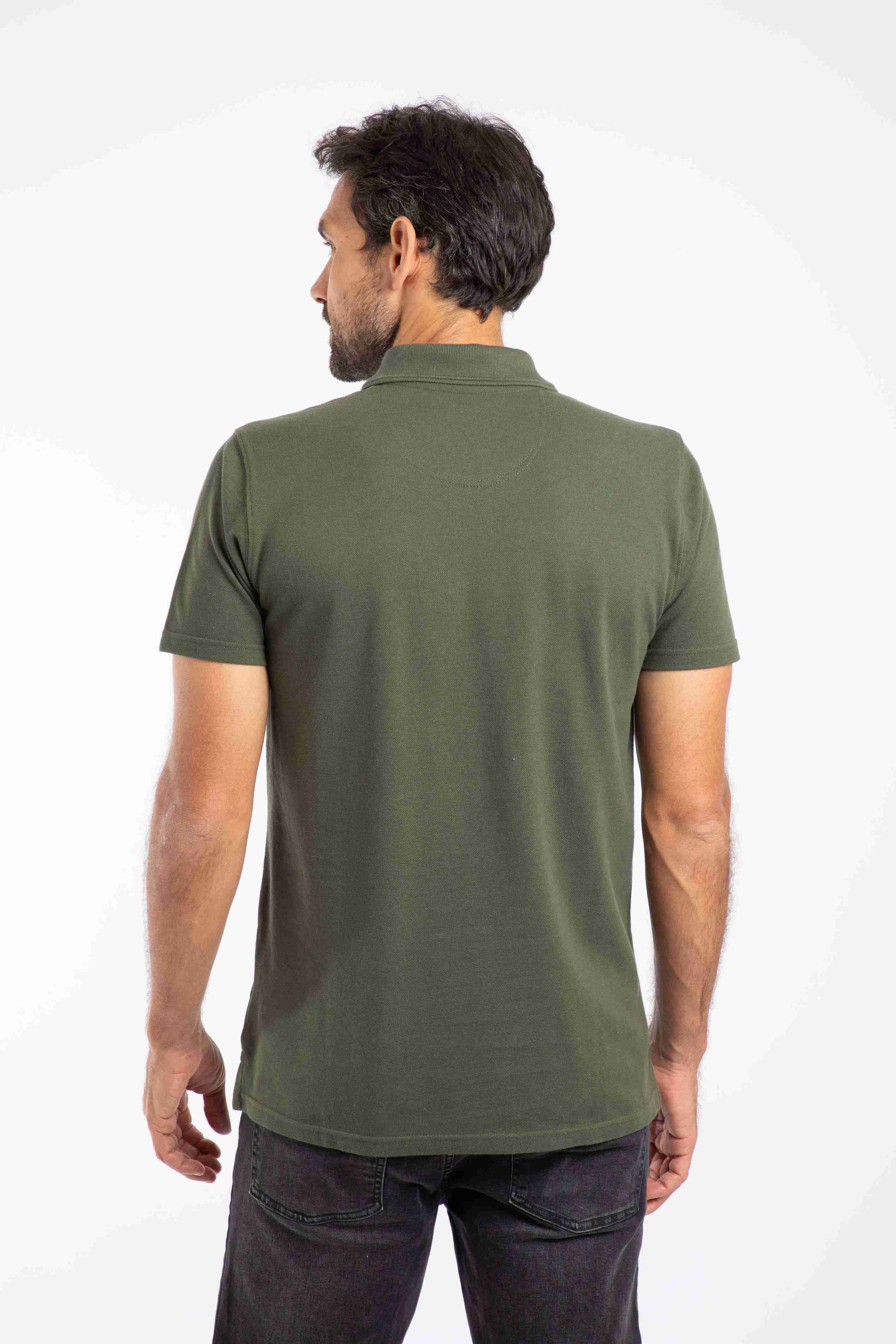 Giles Pique Polo Shirt Deep Lichen Green