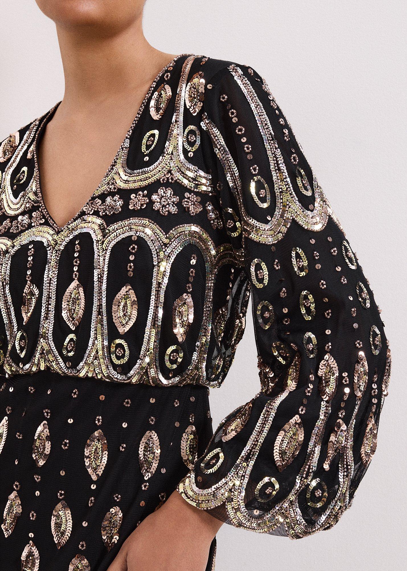 Petite Sasha Black Beaded Maxi Dress