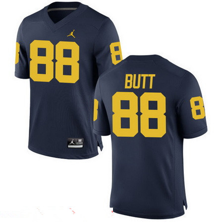 Men's Michigan UM Jake Butt #88 alternate jersey Blue 2024 official