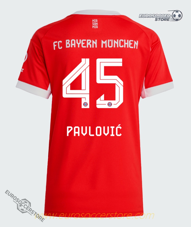 Bayern Munich Women's Home Jersey 25-26 Version for Pavlović (Number 45)