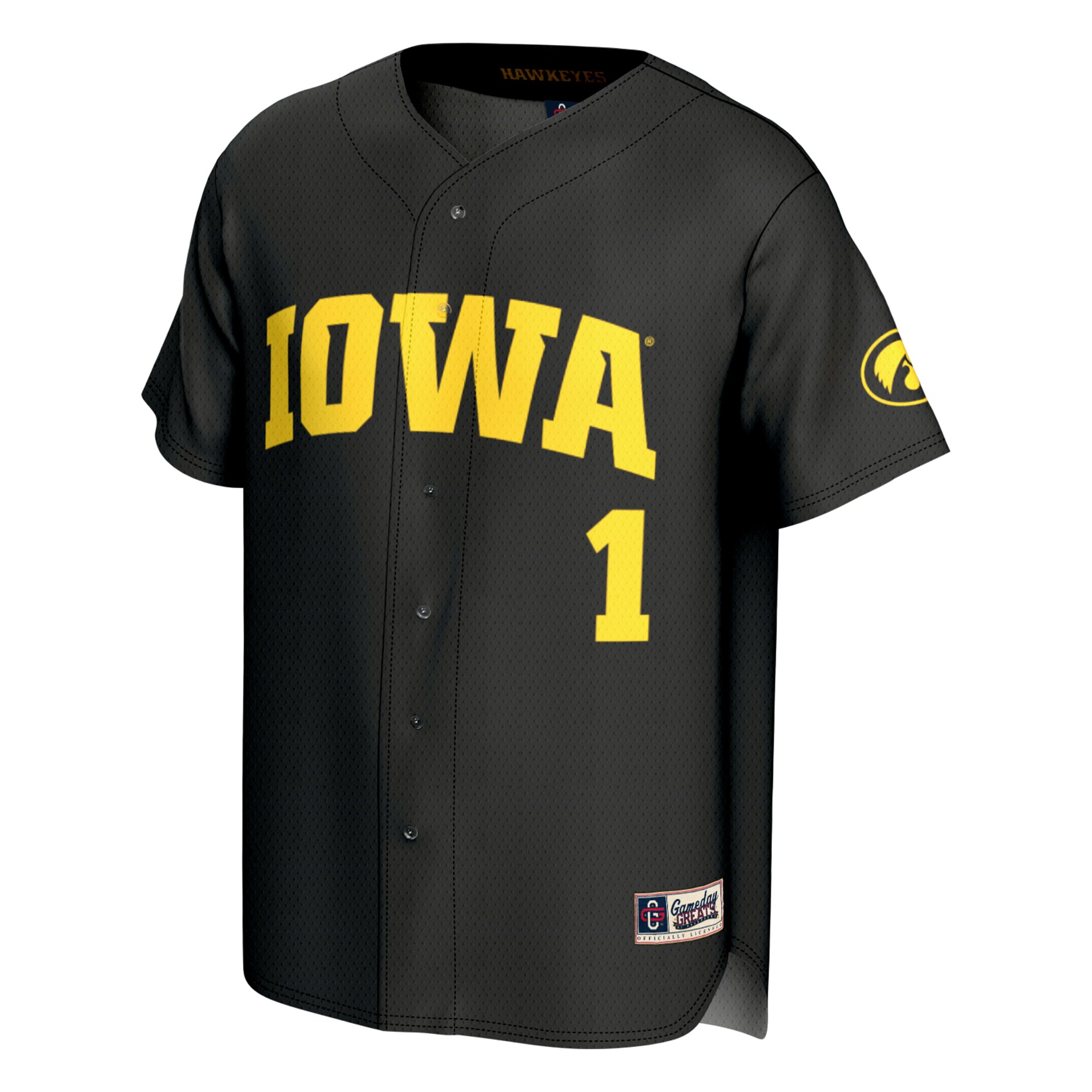 [DDG] Iowa Hawkeyes GameDay Greats Unisex Lightweight Collegiate Baseball Fashion Jersey - Black