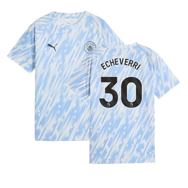 Kids Man City Club Contemporary Home Football Shirt (Echeverri 30)