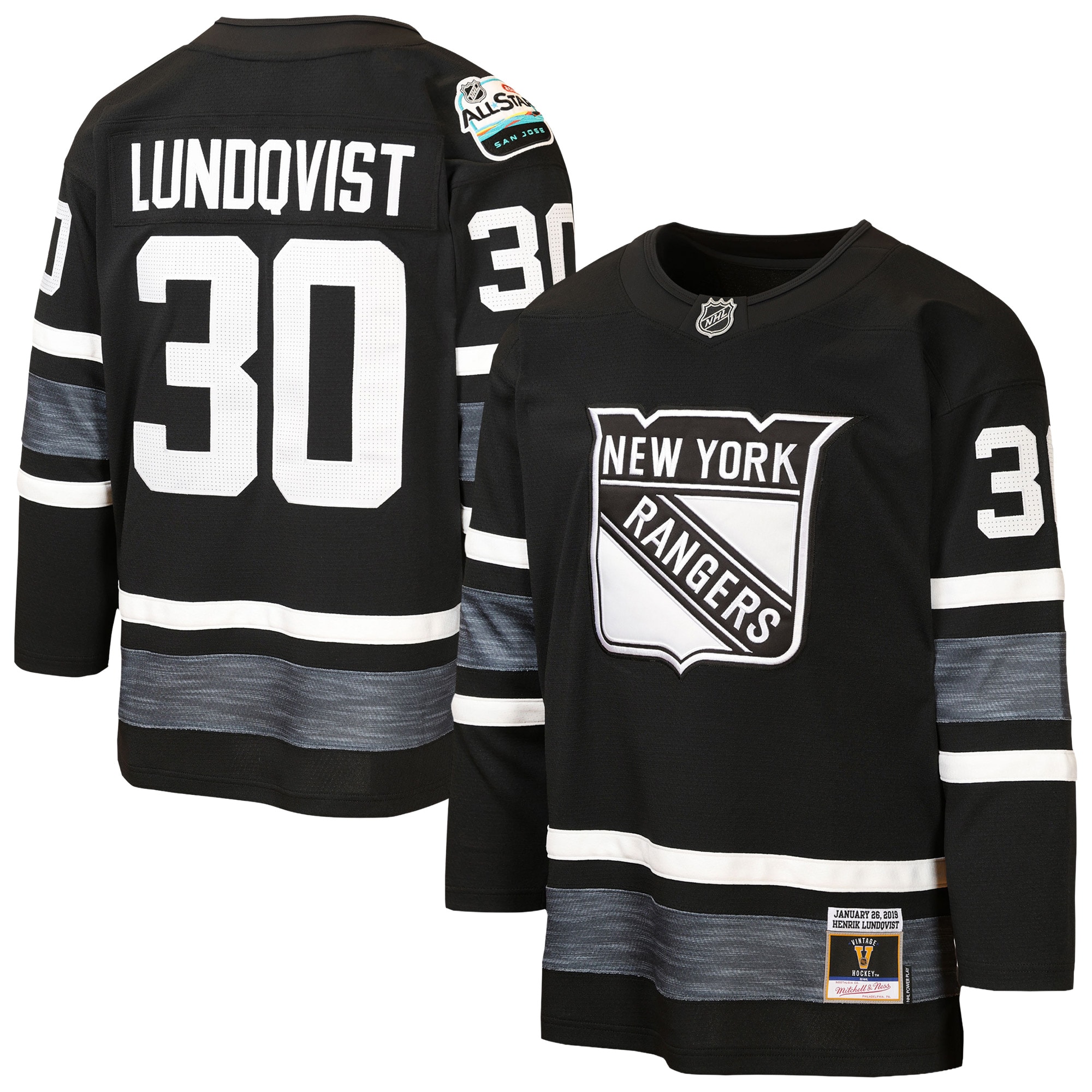 [LK] Henrik Lundqvist New York Rangers Youth 2019 All-Star Game Power Play Jersey - Black