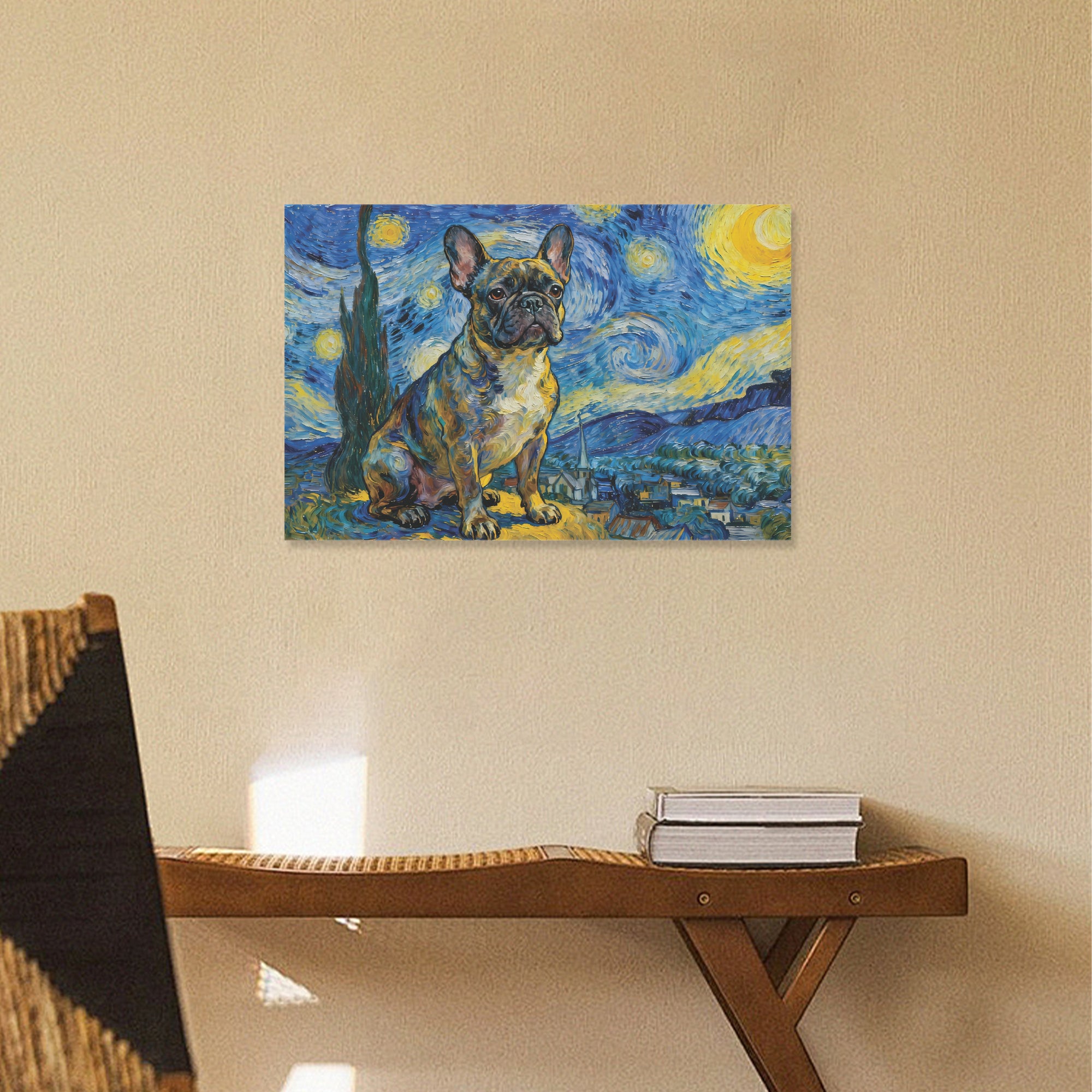 French Bulldog Tulip Adorable Frenchie Canvas Wall Art Durable Dog Item