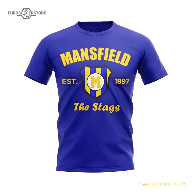 Top-grade Mansfield Established Football T-shirt (blue) - Affordable