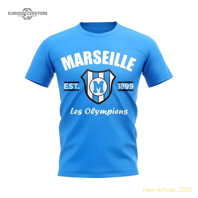 Supporter High-Quality Marseille Established Football T-Shirt (Sky)