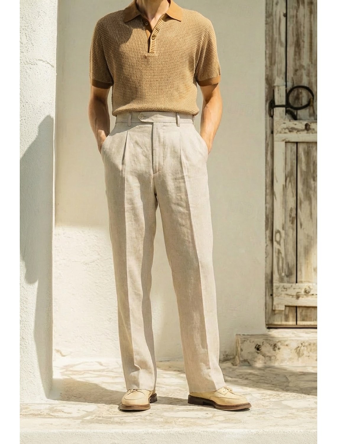 Men's Cotton Linen Dress Pants Casual Streetwear Business Elegant
