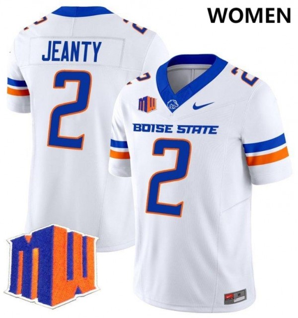 Boise State Broncos Ashton Jeanty #2 White Women Stitch Jersey Nike