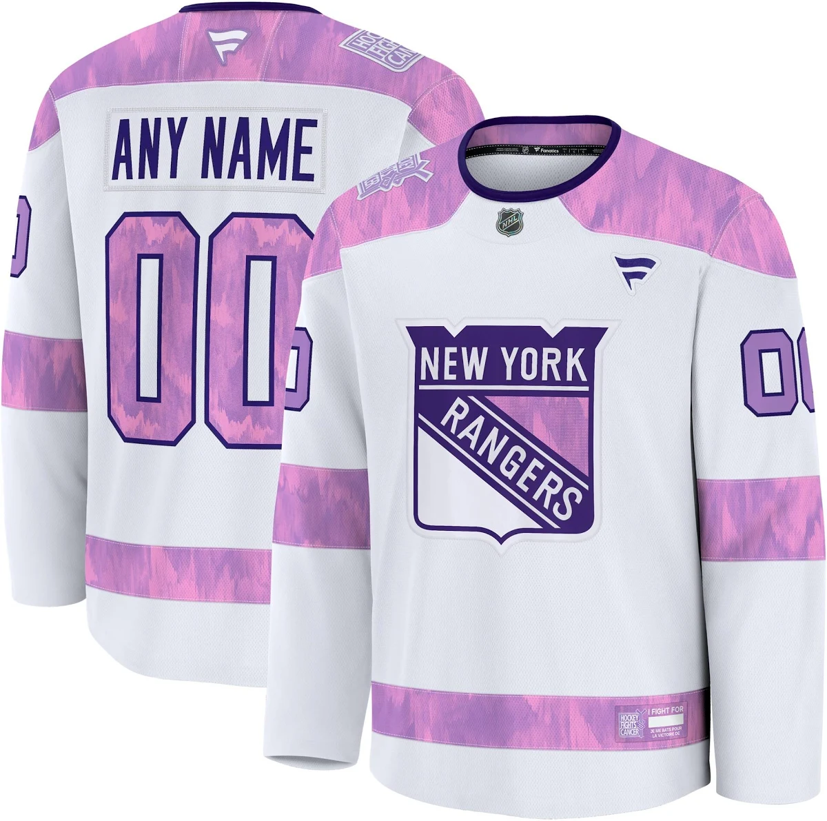 [ESK] New York Rangers 2024 Hockey Fights Cancer Custom Practice Jersey - White