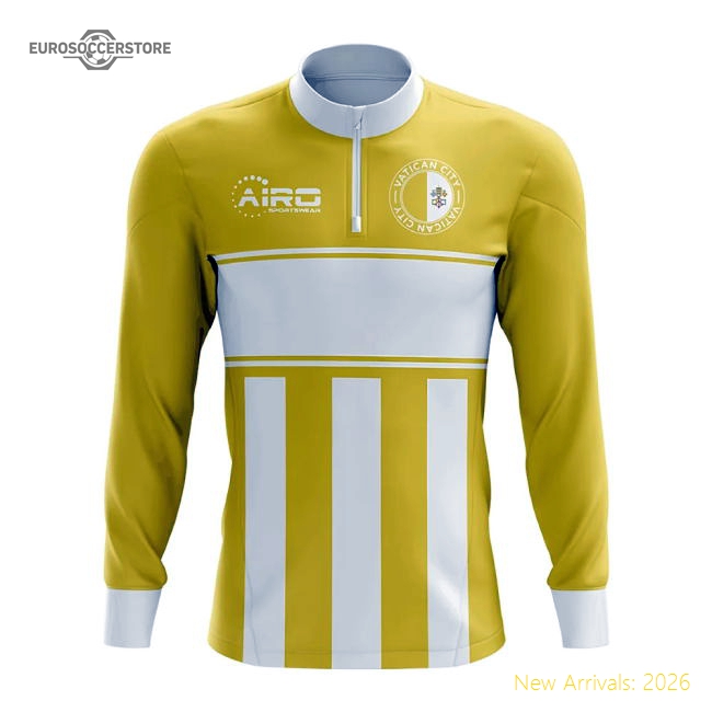 Vatican City Concept Football Half Zip Midlayer Top (Yellow-White)