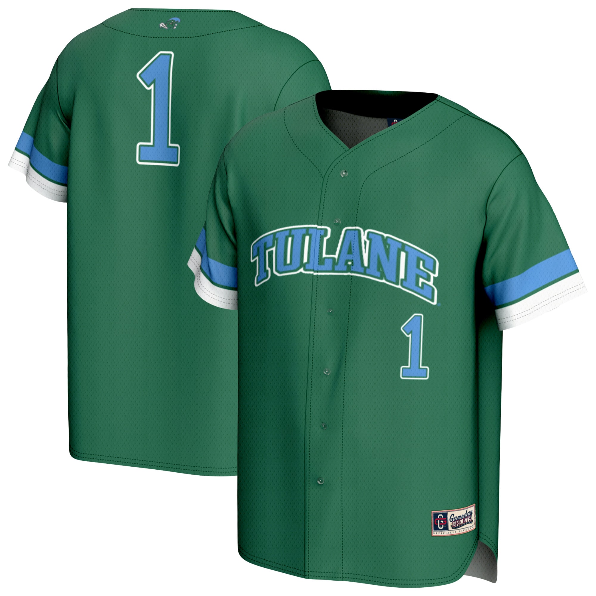 [NJP] Tulane Green Wave GameDay Greats Youth Lightweight Collegiate Baseball Fashion Jersey - Green