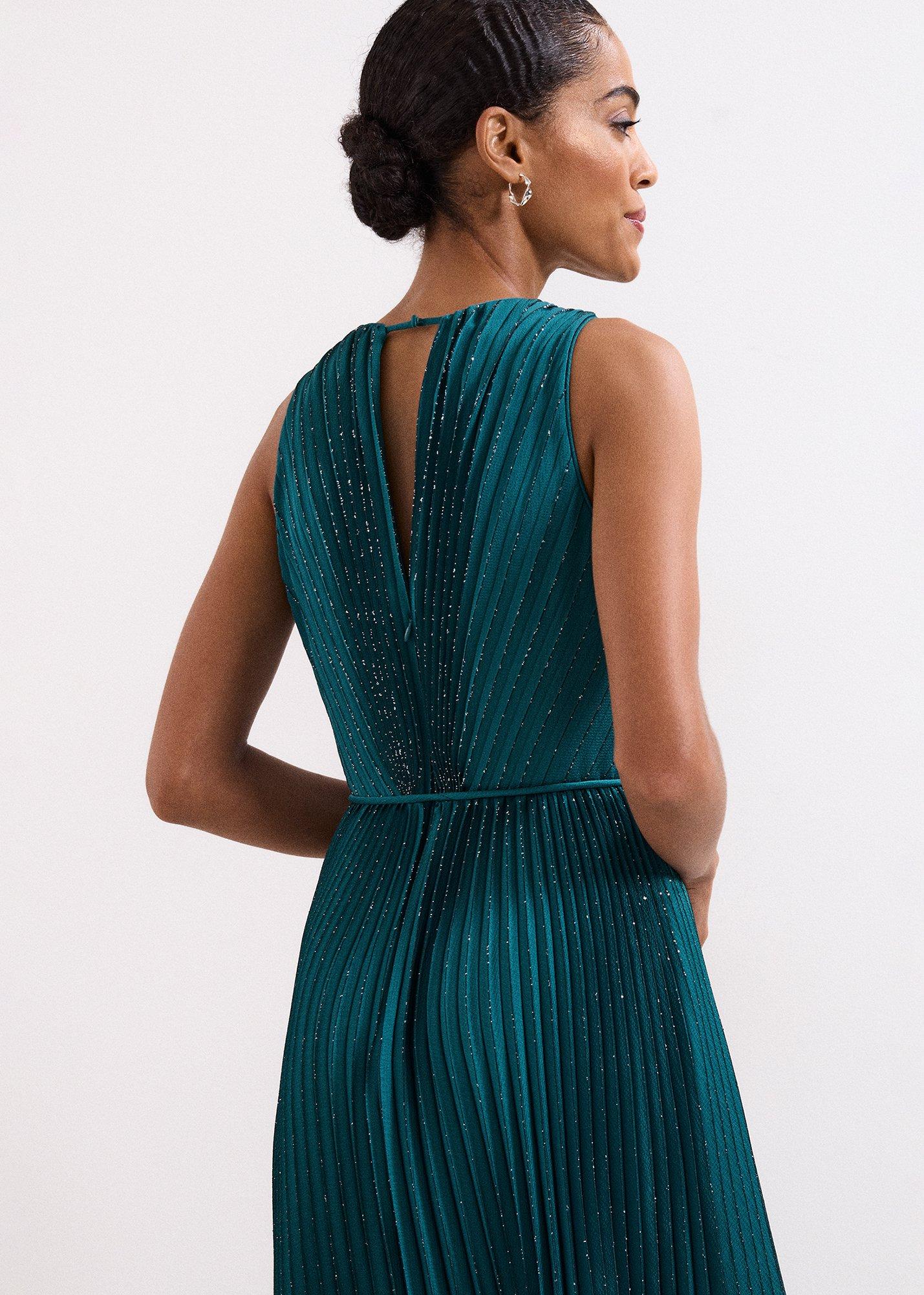 Simara Green Glitter Maxi Dress