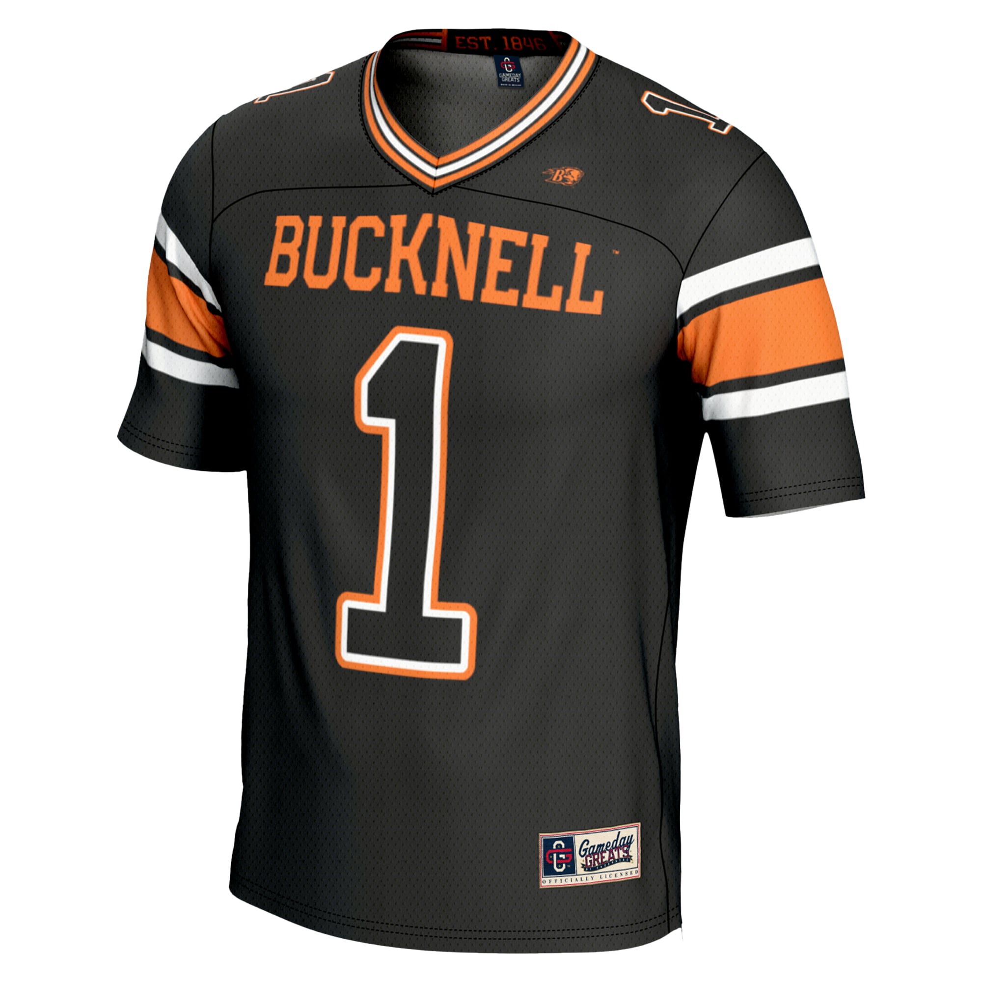 Youth #1 Black Bucknell Bison Endzone Football Jersey