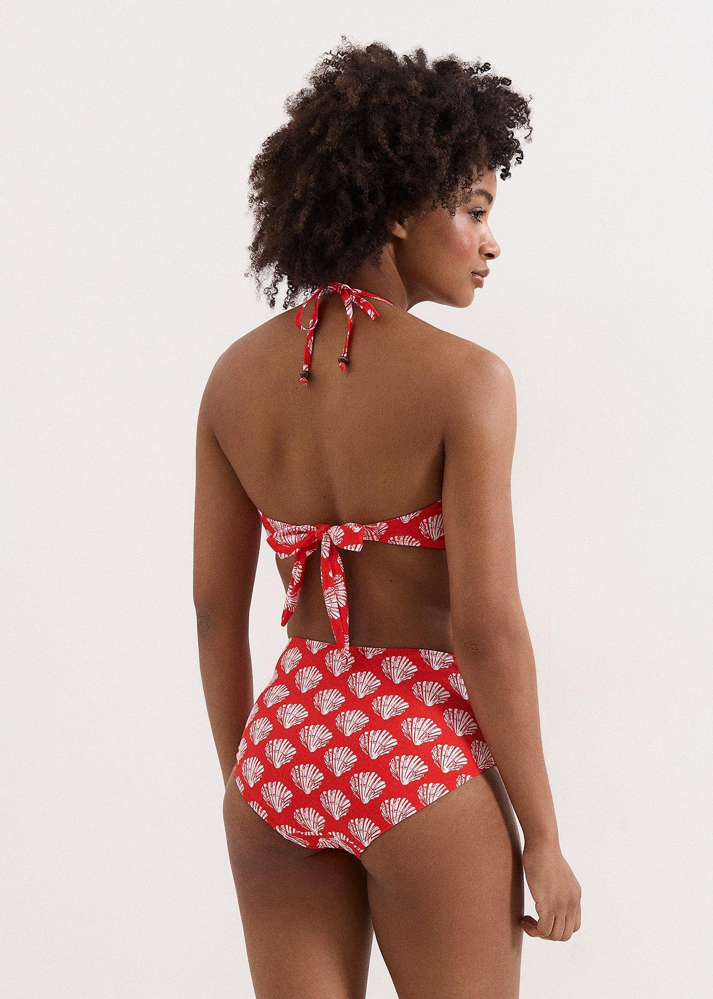 Red Shell Print Bikini Bottom