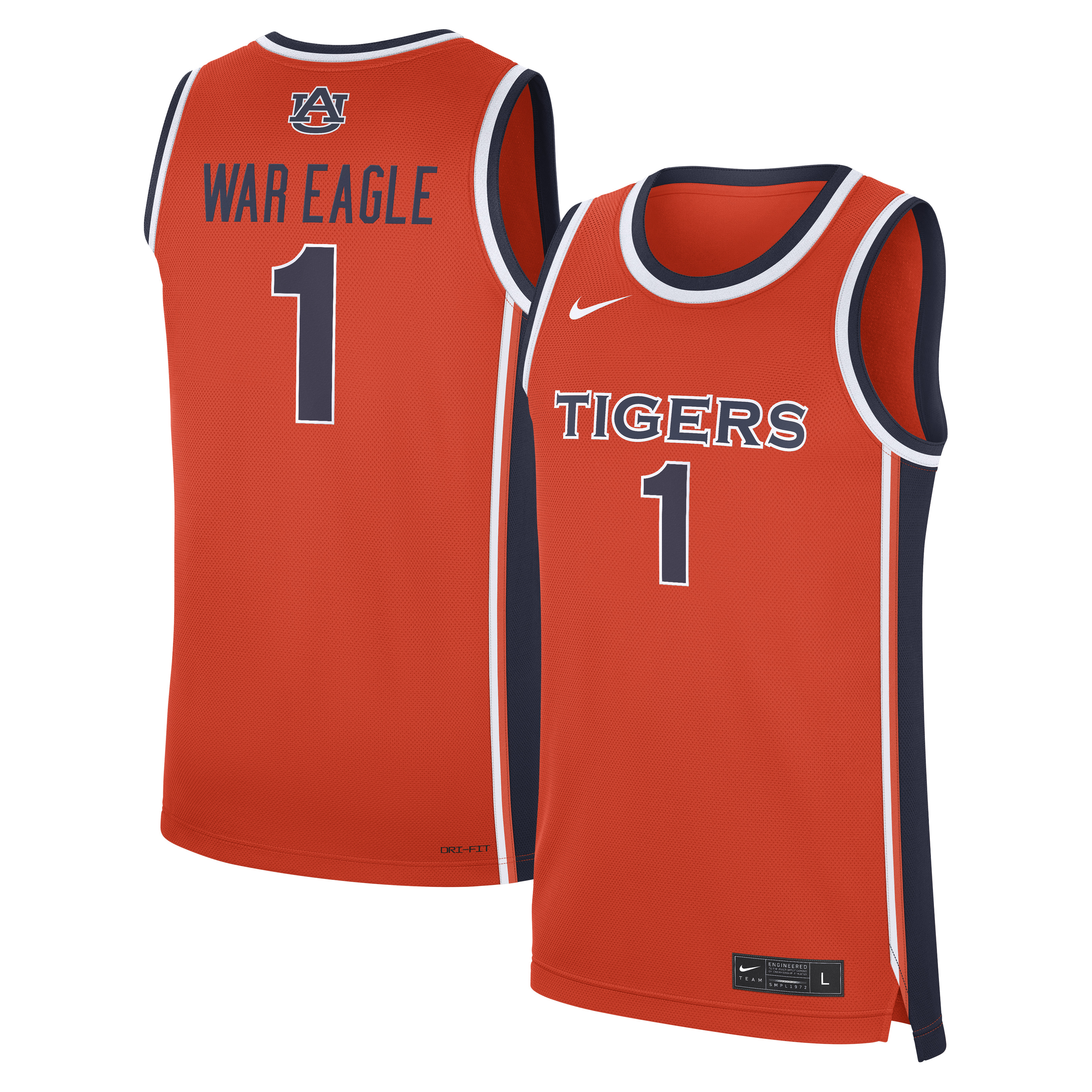 [DDG] Auburn Tigers #1 Alternate War Eagle Replica Basketball Jersey - Orange