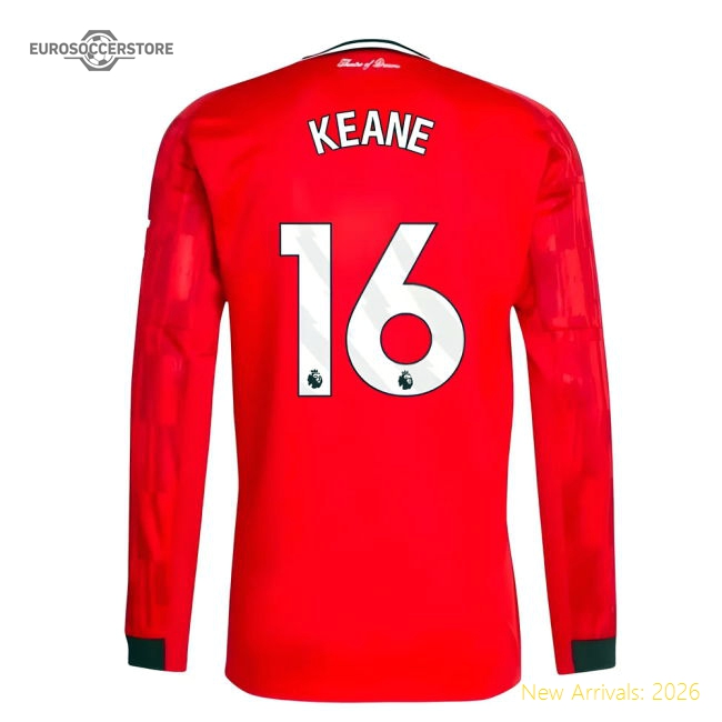 Top-grade 2025-2026 Man Utd Long Sleeve Home Shirt (keane 16)