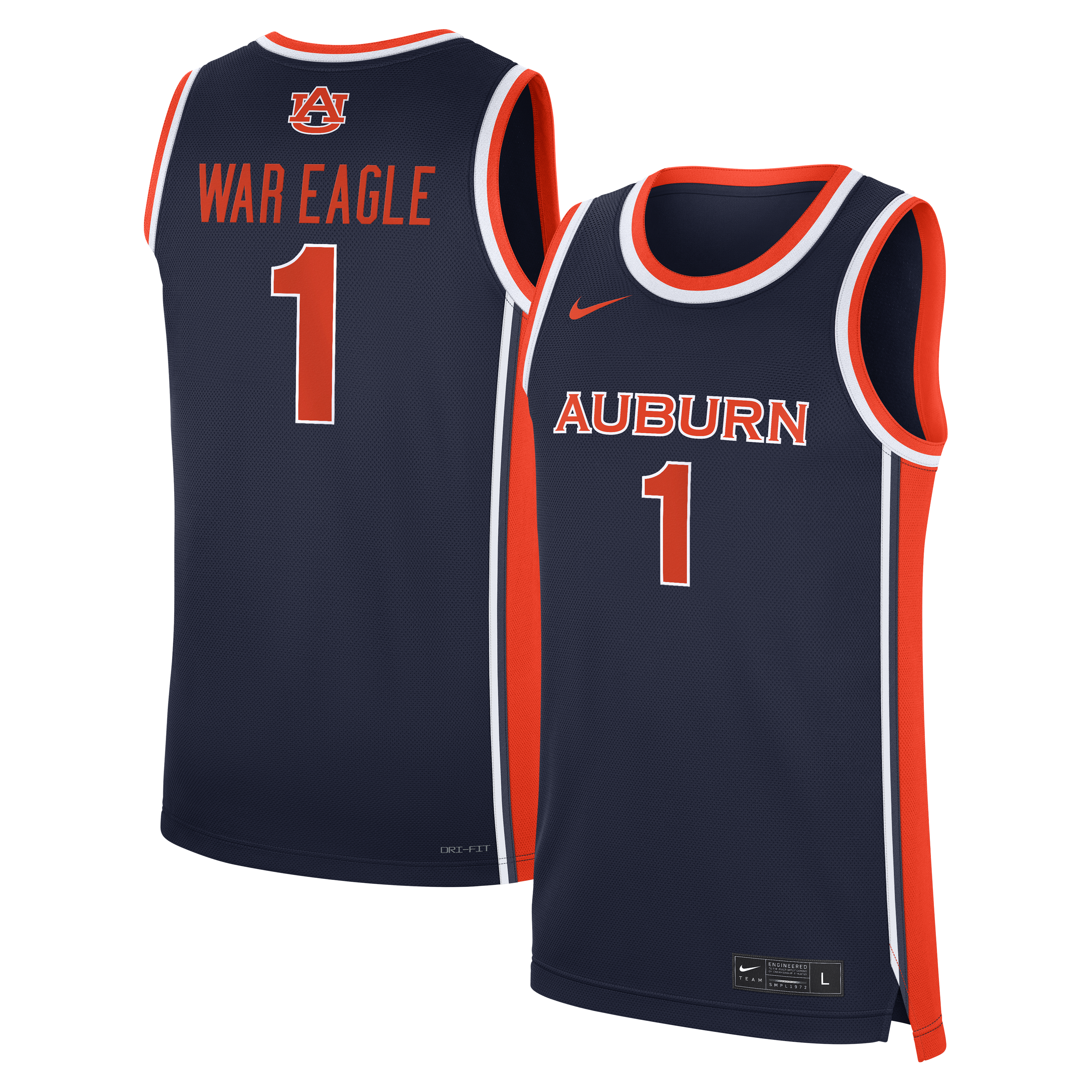 Auburn Tigers Nike #1 Road War Eagle Replica Basketball Jersey - Navy