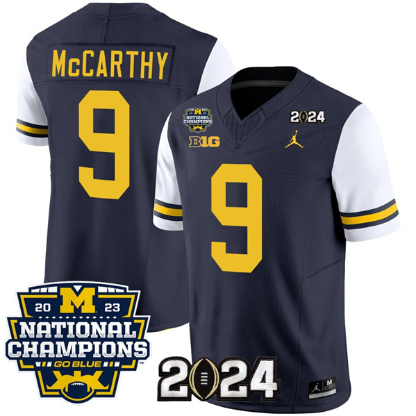 Men's UM Wolverines White 2024 moisture wicking None #9 game jersey