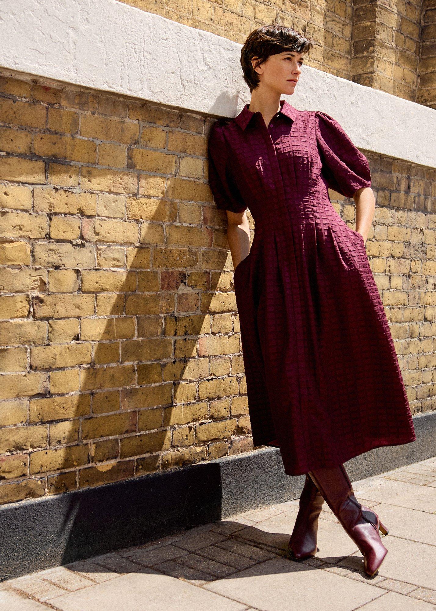 Yasmine Textured Midi Dress