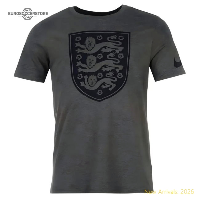 2016-2017 England Nike Crest Tee (Charcoal) - Kids
