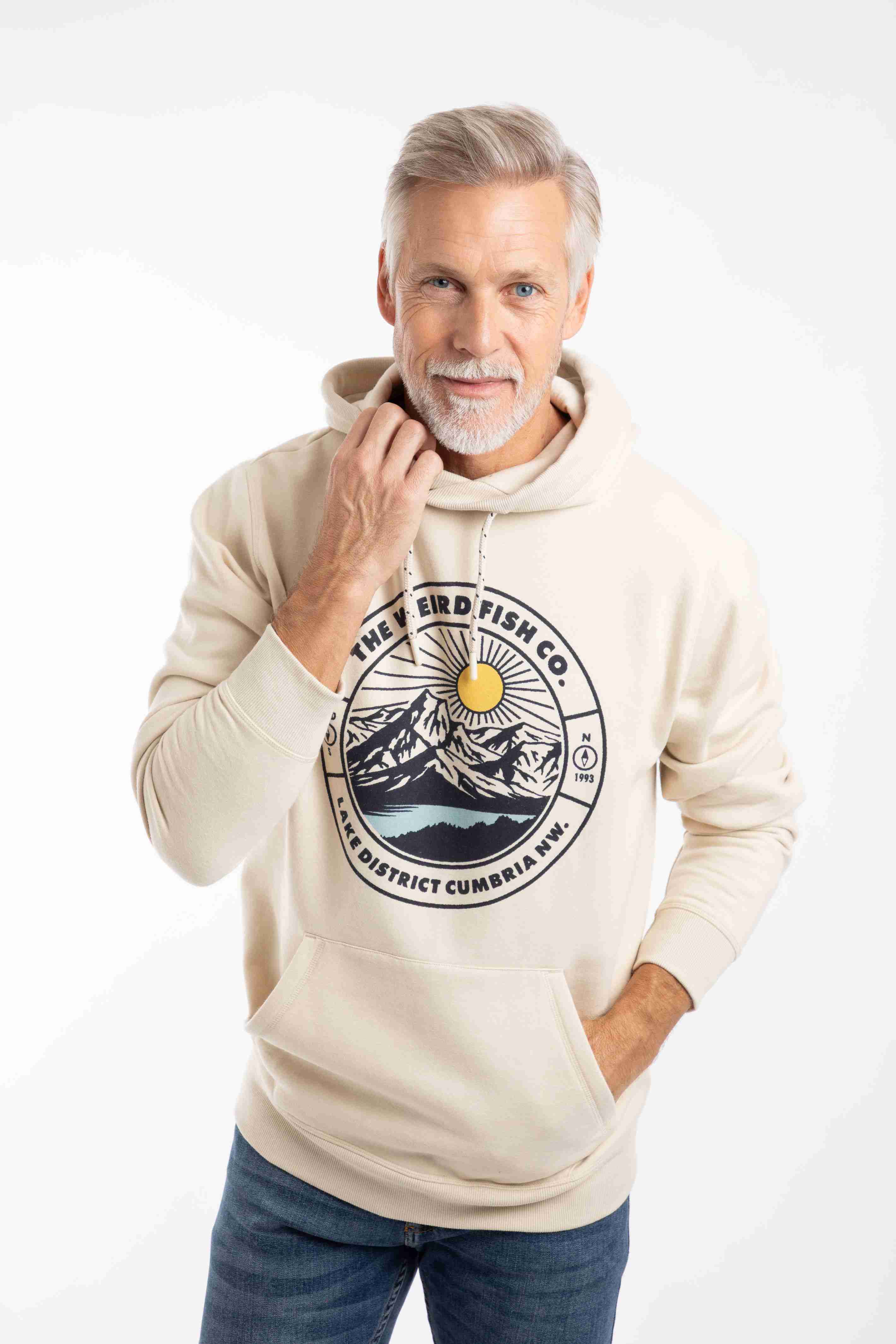 Bryant Front Print Graphic Popover Hoodie Egg Shell