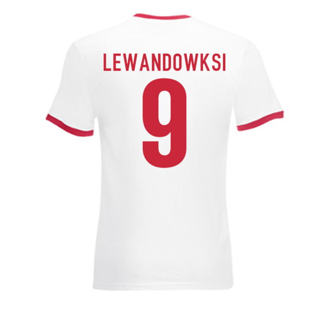 Robert Lewandowski Poland Ringer Tee (White-Red) Holland