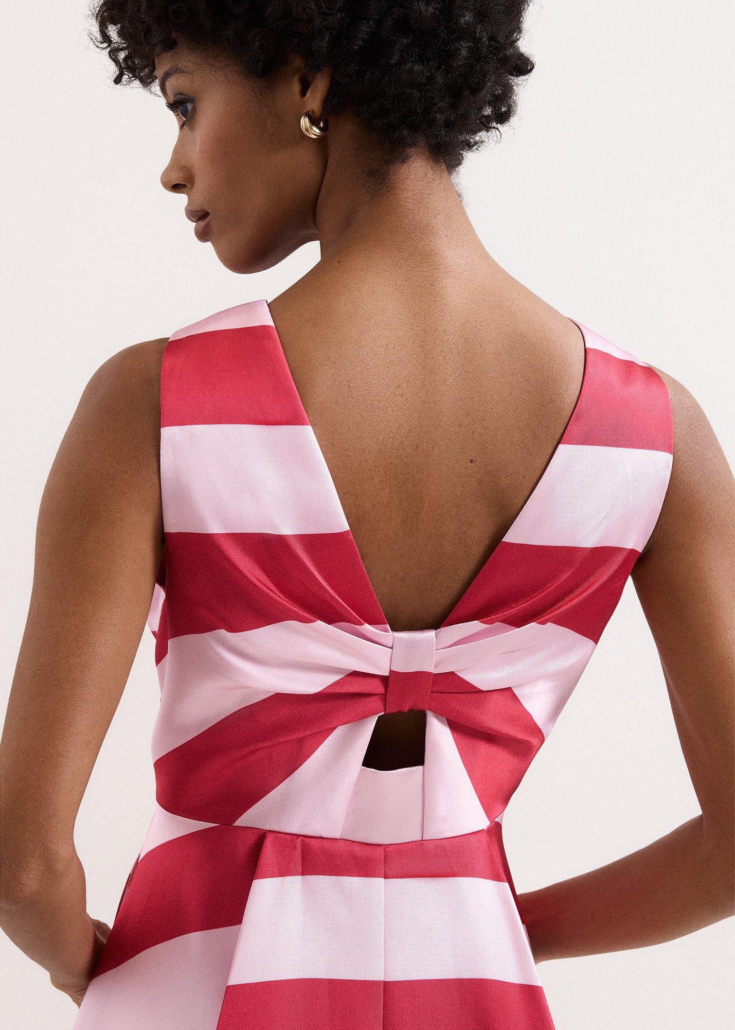 Petite Kiria Pink Stripe Satin Midi Dress