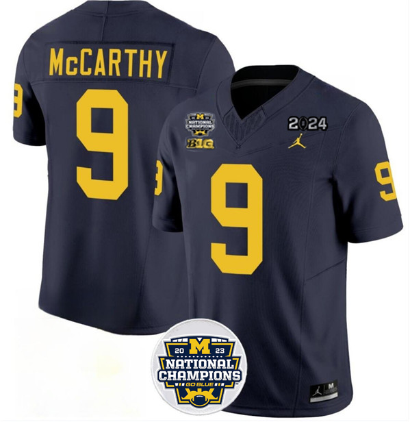 embroidered Men's U-M Wolverines None #9 Game 2024 Football Jersey