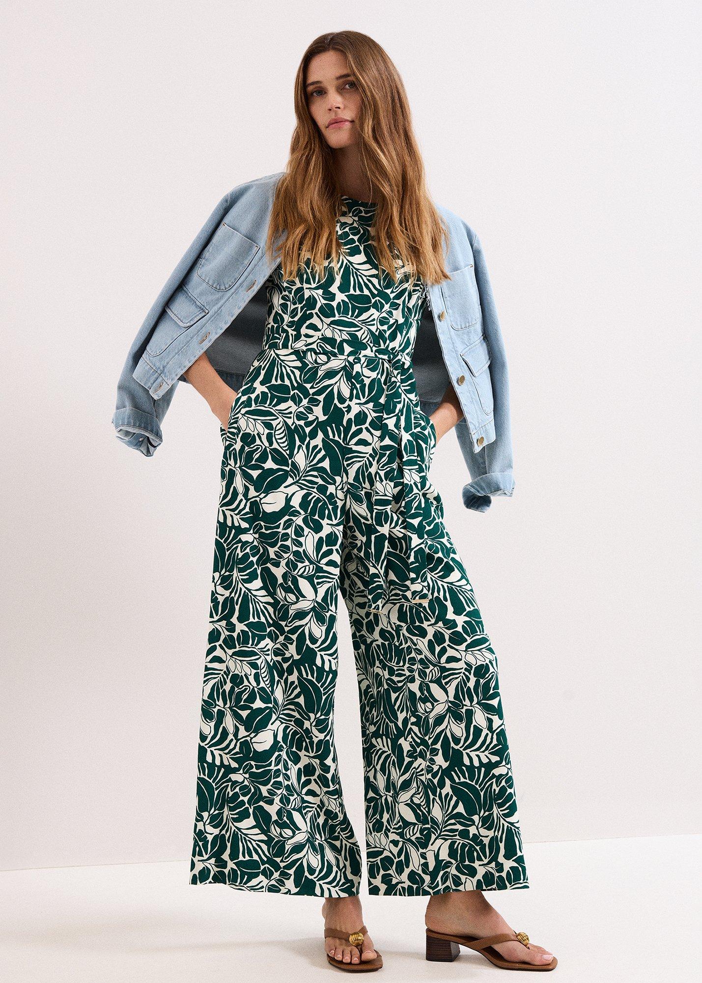 Petite Marta Green Printed Jumpsuit