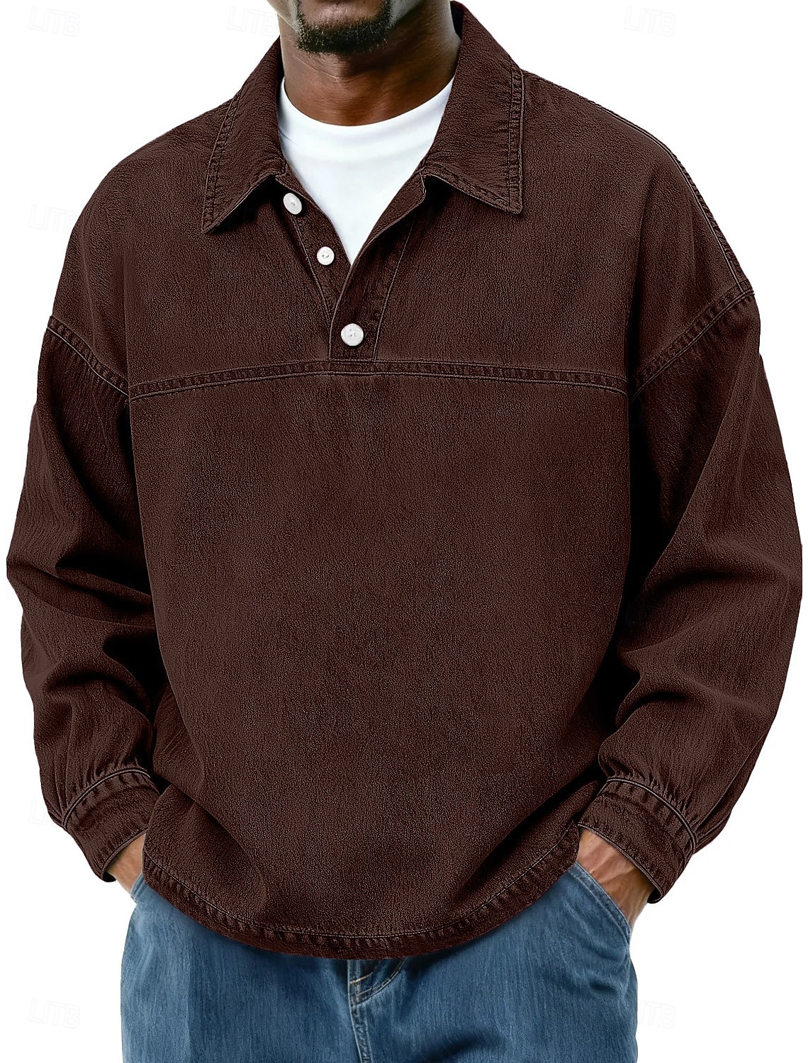 Men's Cotton Polo Shirt Casual Vacation Classic Long Sleeve Fashion