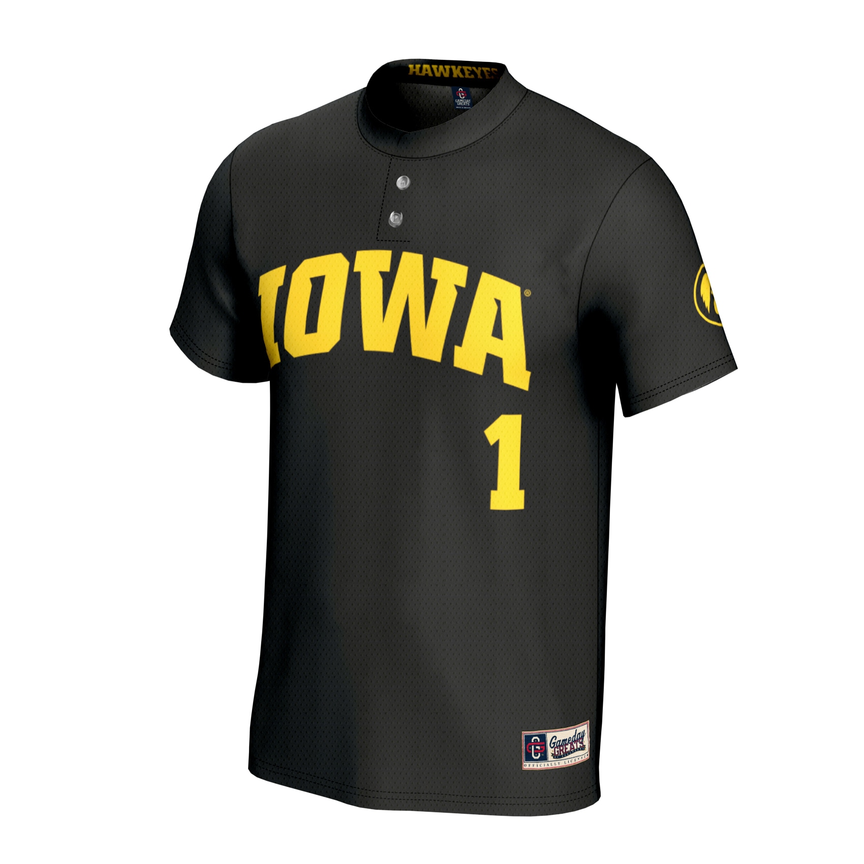 [DDG] Iowa Hawkeyes GameDay Greats Unisex Lightweight Softball Fashion Jersey - Black