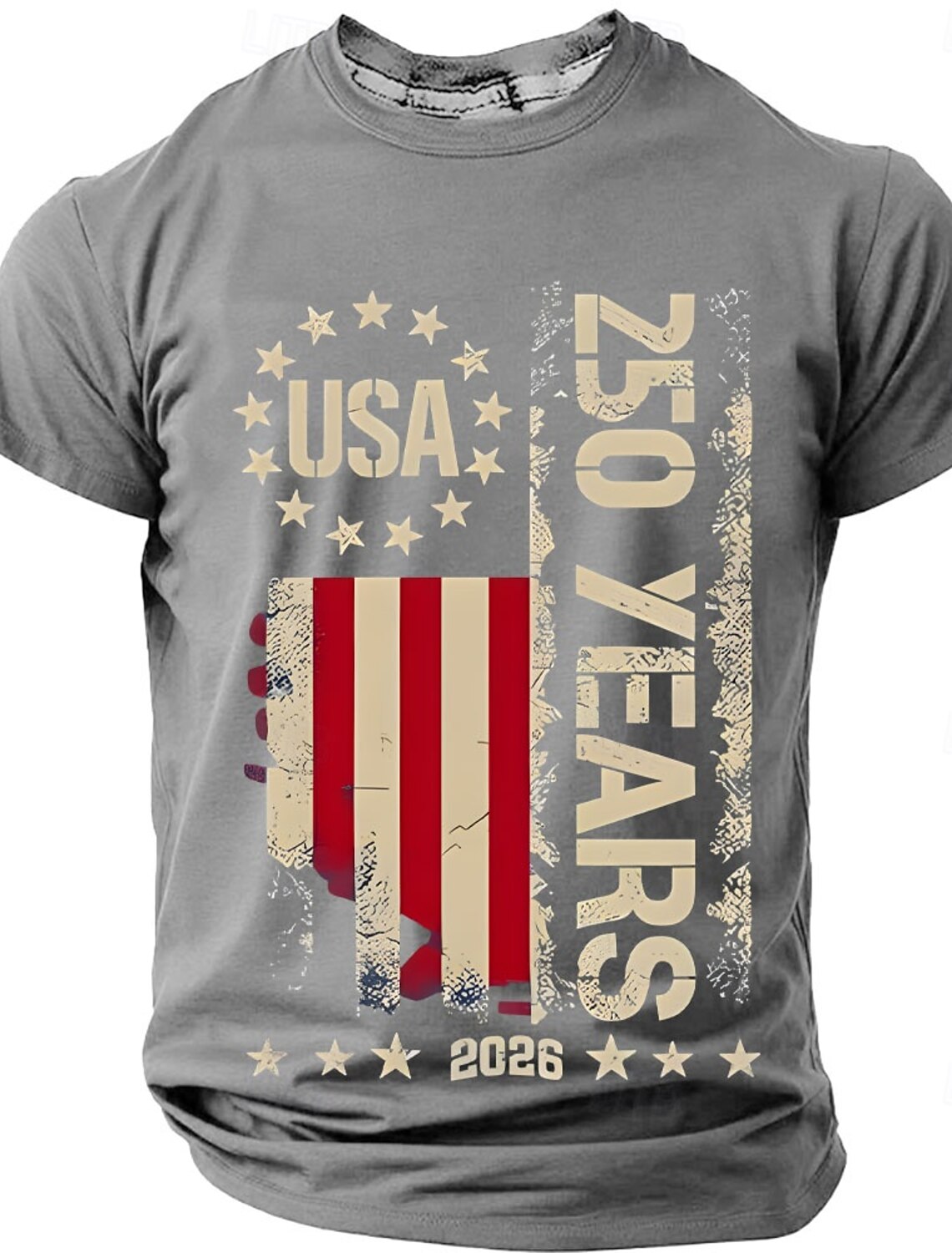 4th of July 2026 250th Men's Solid Color American US Flag T Shirt Short Sleeve T shirt 3D Print Crew Neck Shirt Vintage Retro Patriotic Daily Festival Blue Black Burgundy Summer Spring Clothing