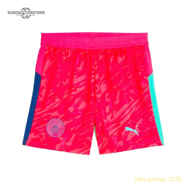 2025-2026 Man City Goalkeeper Home Shorts Pink - Kids Classic