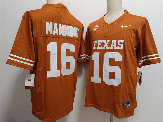 high quality Men's UT TX Arch Manning #16 Orange 2024 Football Jersey