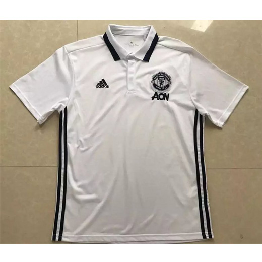 Manchester United 201718 White Polo Jersey Shirt - Official Replica