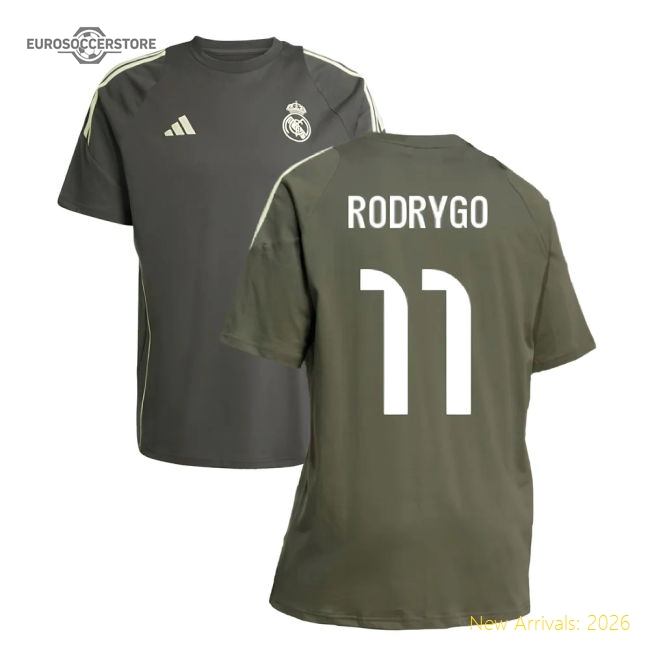 Luxury 2025-2026 Real Madrid Training Tee (utility Grey) (rodrygo 11)